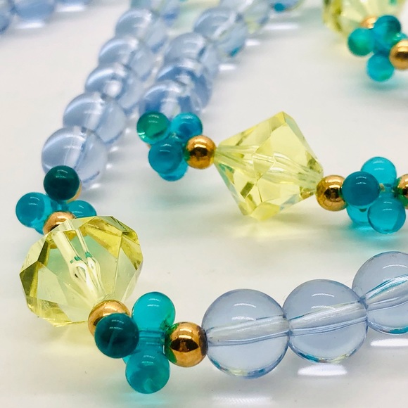Vintage Signed Blue Yellow Bead Necklace 💎💛 HTF rare clasp item - Picture 15 of 17